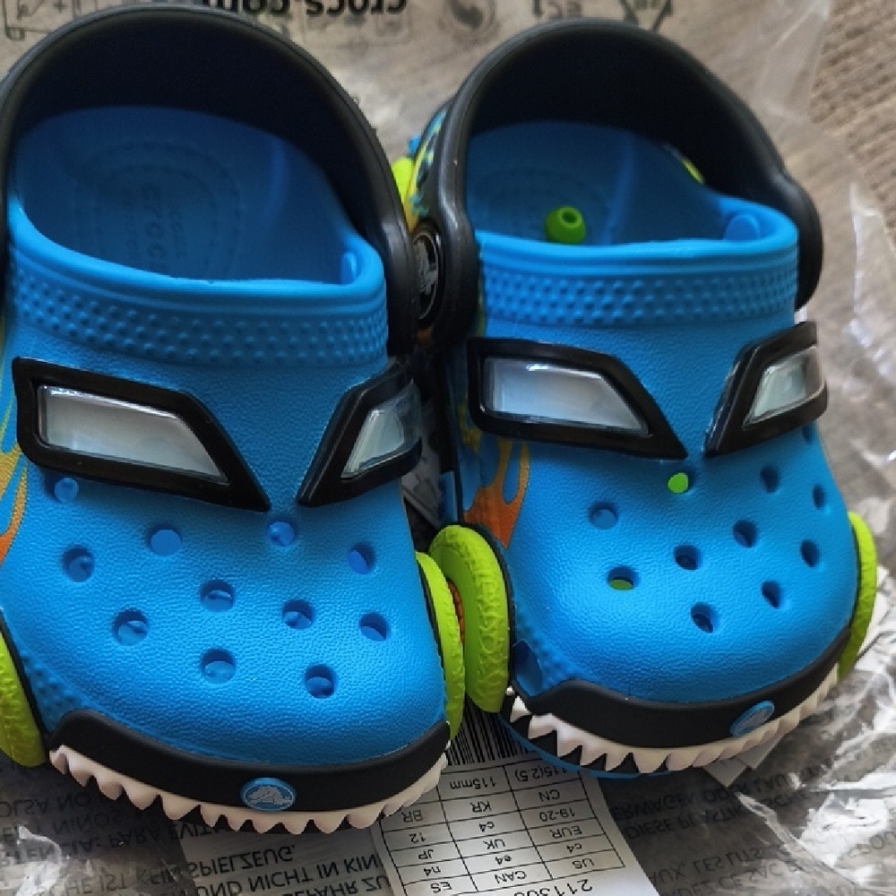 CROCS Blue and Green Slippers with Adjustable Strap